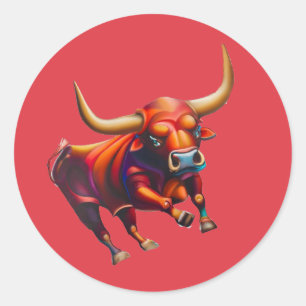 Pegatina Redonda El Toro, la cultura española de los toros mexicano