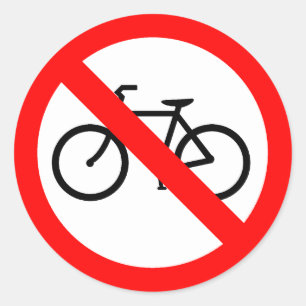 Pegatina Redonda El tráfico de bicicleta prohibió el Rótulo de l