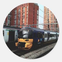 Pegatina Redonda El tren en la estación