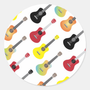 Pegatina Redonda El Ukulele colorido modela música