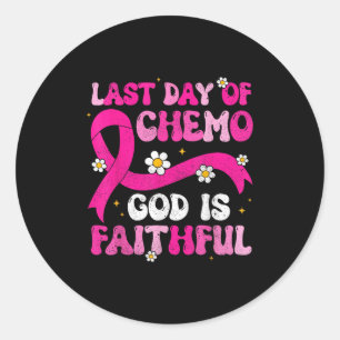 Pegatina Redonda El Último Día De Chemo God Pink Ribbon Cáncer De M