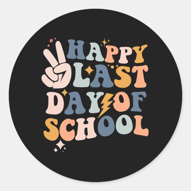 Pegatina Redonda El Último Día De La Graduación De Los Niños Maestr (Anverso)