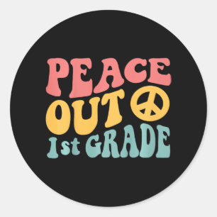 Pegatina Redonda El último día del 1 de Retro Gracioso de la Paz de