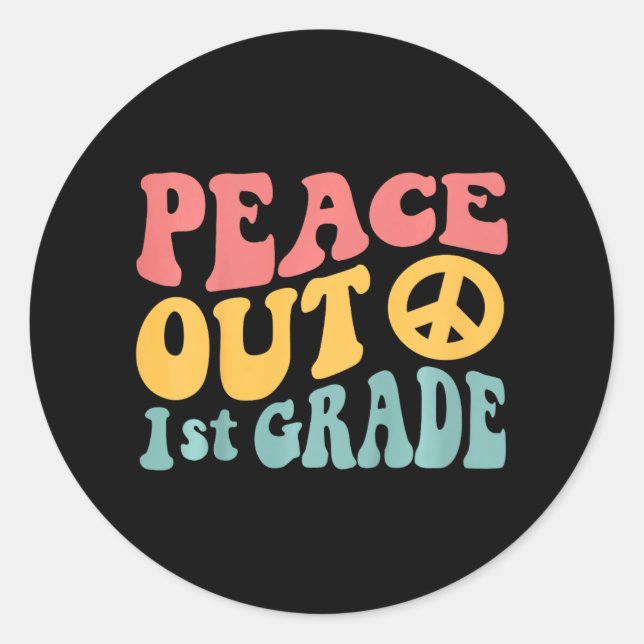 Pegatina Redonda El último día del 1 de Retro Gracioso de la Paz de (Anverso)