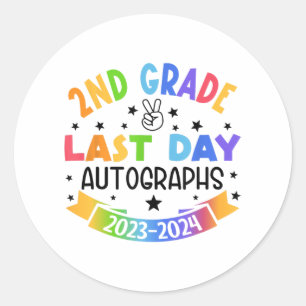 Pegatina Redonda El Último Día Del Autografo Escolar Segundo Gradua