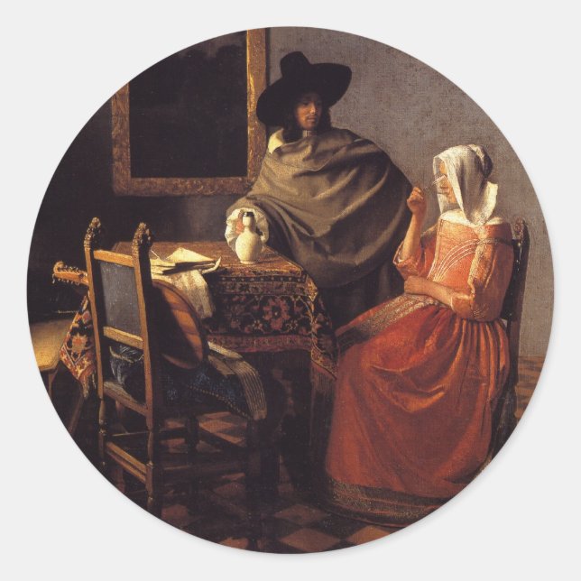 Pegatina Redonda El vaso del vino (Anverso)