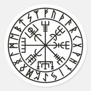 Pegatina Redonda El Vegvísir Estaca mágica islandesa