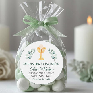 Pegatina Redonda El verde puro deja a la primera comunión española