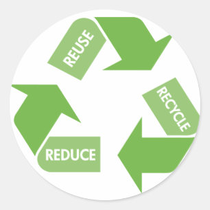 Pegatina Redonda El verde recicla la reutilización reduce