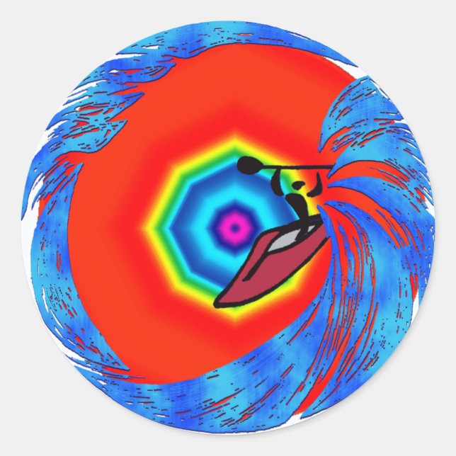 Pegatina Redonda el viaje del kajak va (Anverso)