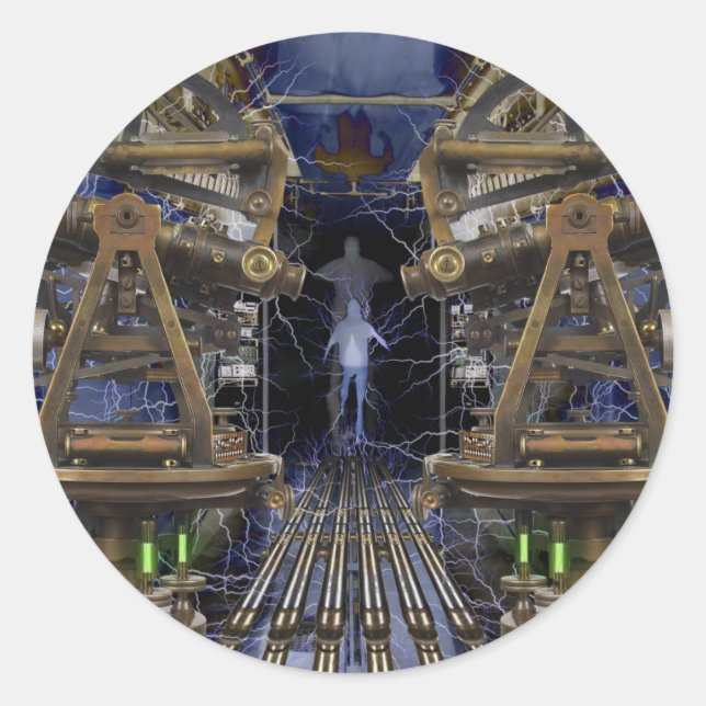 Pegatina Redonda El viajero (Anverso)