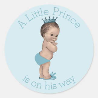 Pegatina Redonda El viejo Principito Baby Shower Azul