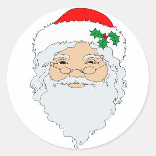 Pegatina Redonda El viejo rostro de Santa Claus