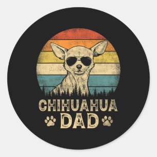 Pegatina Redonda El vintage Chihuahua Dad Dog ama al padre #39;s Da