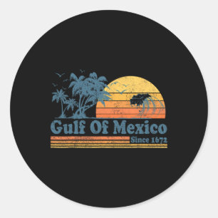 Pegatina Redonda El Vintage Golfo De México Desde Las Suns Retro Be