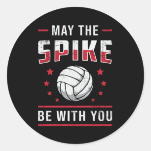 Pegatina Redonda El Voleibol Puede Que El Spike Esté Con Tu Retro P
