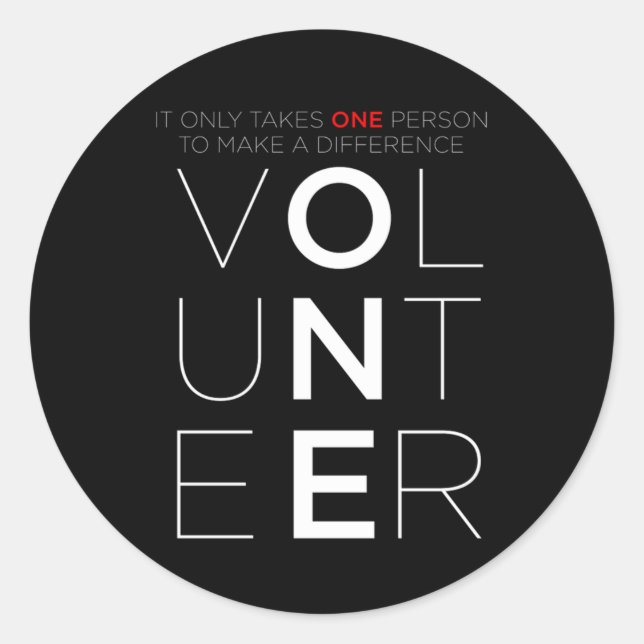 Pegatina Redonda El Voluntario Hace La Diferencia Voluntario (Anverso)