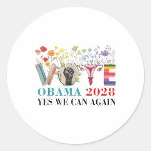 Pegatina Redonda El Voto Floral Obama 2028 Arregló Este Presidente