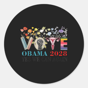 Pegatina Redonda El Voto Floral Obama 2028 Arregló Este Presidente 
