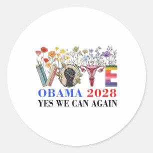 Pegatina Redonda El Voto Floral Obama 2028 Arregló Este Presidente
