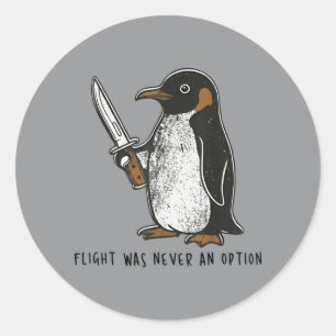 Pegatina Redonda El vuelo nunca fue una opción Pájaro sarcástico Pi