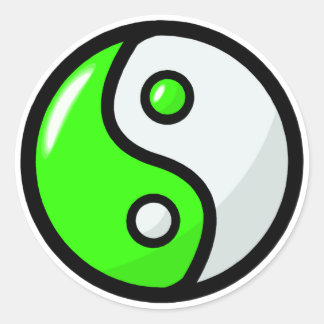 Pegatina Redonda El Yin Yang verde brillante en equilibrio