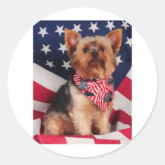 Pegatina Redonda El yorkie americano
