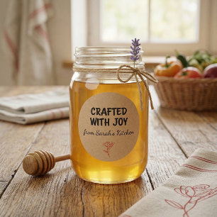 Pegatina Redonda Elaborado Con Alegría Kraft Personalizado 