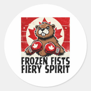 Pegatina Redonda Elbows Up Canada Canada Counter Tarifas Beaver B