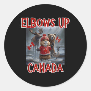 Pegatina Redonda Elbows Up Canada Est 1867 Orgulloso Ca canadiense 