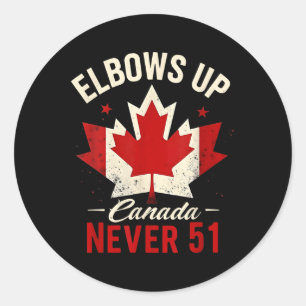 Pegatina Redonda Elbows Up Canada Never 51 Canada Flag