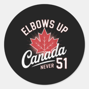 Pegatina Redonda Elbows Up Canada Never 51 Canada Flag