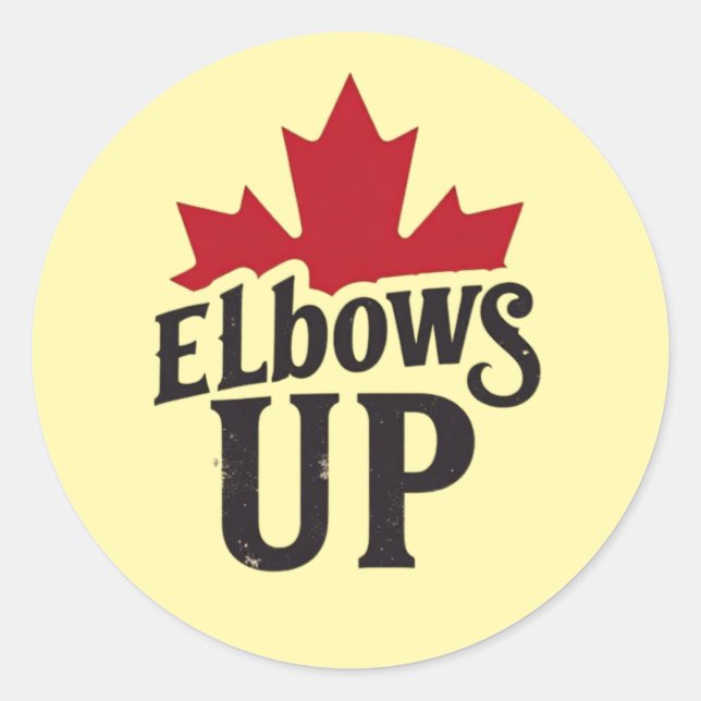 Pegatina Redonda Elbows Up - Espíritu canadiense audaz (Anverso)
