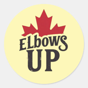 Pegatina Redonda Elbows Up - Espíritu canadiense audaz