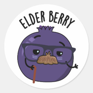 Pegatina Redonda Elder-berry Funny Berry Pun