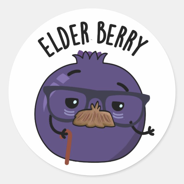 Pegatina Redonda Elder-berry Funny Berry Pun (Anverso)