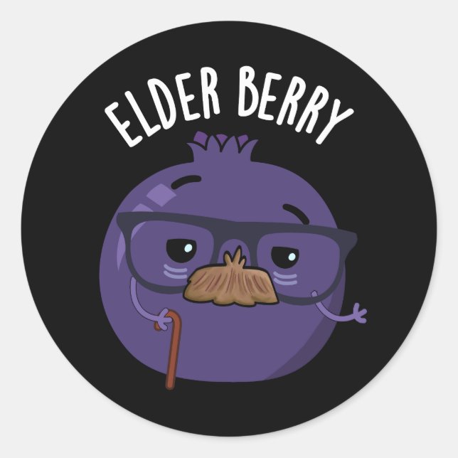 Pegatina Redonda Elder-berry Funny Berry Pun (Anverso)