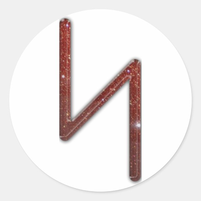 Pegatina Redonda Elder Futhark Rune Sol (Anverso)