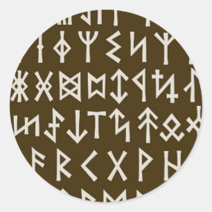 Pegatina Redonda Elder Futhark Runes
