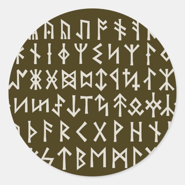Pegatina Redonda Elder Futhark Runes (Anverso)