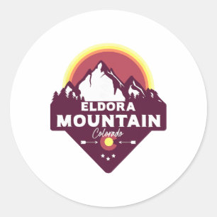 Pegatina Redonda Eldora Montaña Colorado Co Montañas Rocosas Sender