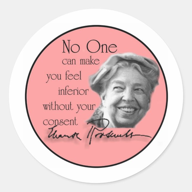 Pegatina Redonda Eleanor Roosevelt - Primera Dama del Mundo (Anverso)