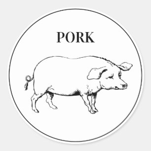 Pegatina Redonda Elección de comida de Boda de cerdo rústico