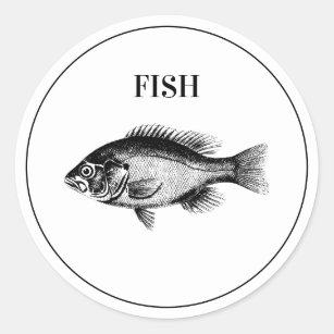 Pegatina Redonda Elección de comida de Boda de pescado rústico