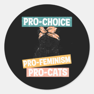 Pegatina Redonda Elección de Gato Feminista Madre Derechos Reproduc