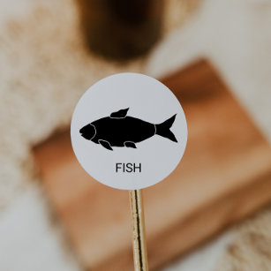 Pegatina Redonda Elección de la comida del Boda de pescado