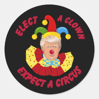 Pegatina Redonda Elección de un payaso espera a un circo gracioso D