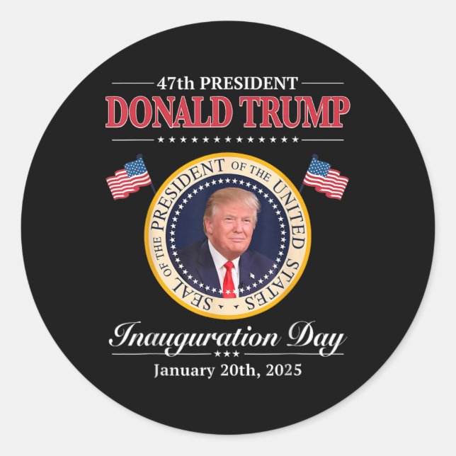Pegatina Redonda Elección del presidente Donald Trump 47 (Anverso)