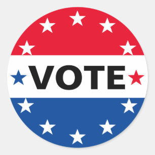 Pegatina Redonda Elección Estados Unidos Política Azul Blanco Rojo