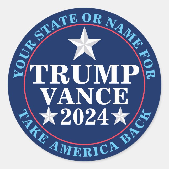 Pegatina Redonda Elección presidencial de Trump Vance 2024 para Per (Anverso)